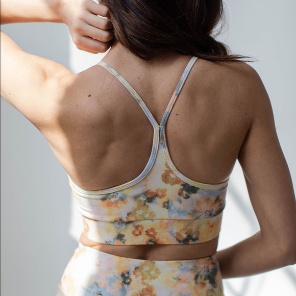 SAVVI ADDY SM Spaghetti Strap RACERBACK Floral Pattern Sports Bra - Picture 8 of 8